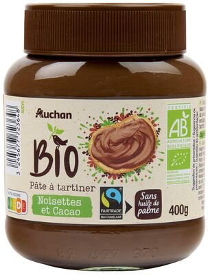 Pâte à tartiner Noisettes et Cacao Bio et équitable