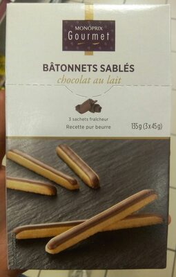 Bâtonnets sablés chocolat au lait