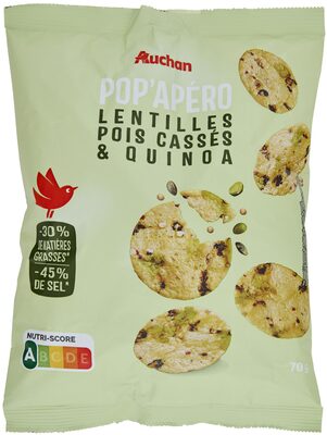 Pop'apéro, lentilles, pois cassés et quinoa