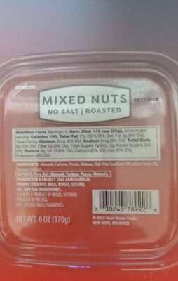 Mixed Nuts No Salt/Roasted