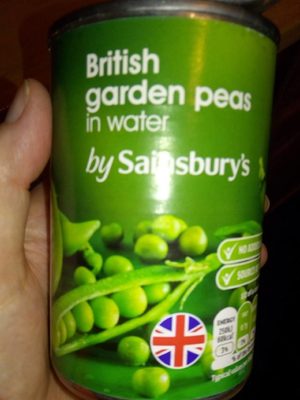 British garden peas in water