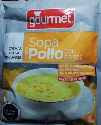 sopa de pollo con fideos gourmet