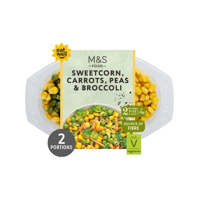 SWEETCORN, CARROTS, PEAS & BROCCOLI WITH SEASONED BUTTER