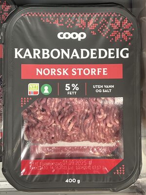 Karbonadedeig storfe 5% fett