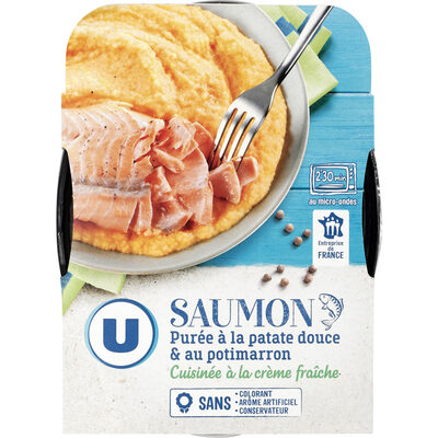 Saumon purée à la patate douce et au potimarron cuisinée à la crème fraîche