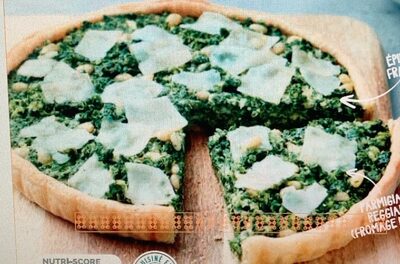 Tarte épinard, crème fraiche, pignon de pin, parmesan