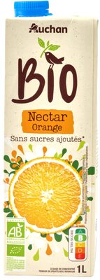 Nectar d'orange bio. Teneur en fruits 85% minimum.Sans sucres ajoutésComme tous les jus de fruits. Contient les sucres naturellement présents dans les fruits.