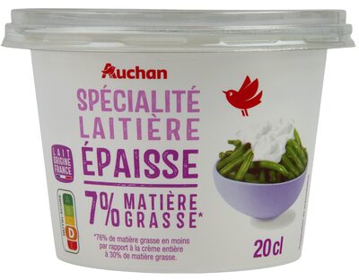 Spécialité laitière ÉPAISSE7% Matière Grasse**76% de matière grasse en moins par rapport à la crème entière à 30% de matière grasse