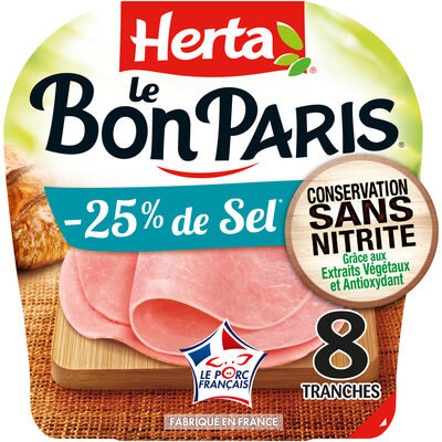 HERTA LE BON PARIS Jambon sel réduit sans nitrite 8T - 280g