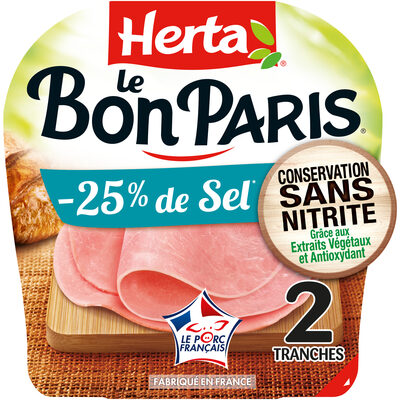 HERTA LE BON PARIS Jambon sel réduit sans nitrite x2 -70g
