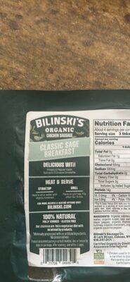 Organic Chicken Sausage Classic Sage Breakfast