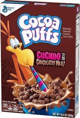 Cocoa puffs chocolatey milk frosted corn puffs