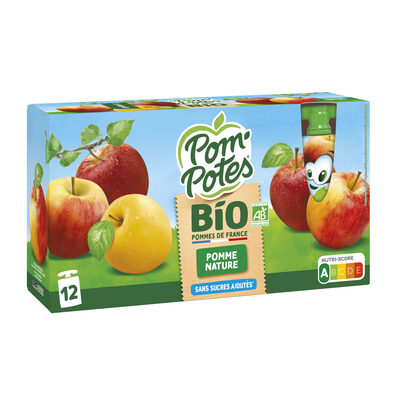 POM'POTES Compotes Gourdes BIO Pomme Nature 12x90g