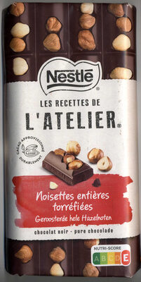 NESTLE L'ATELIER Tablette Chocolat noir noisettes - 170g