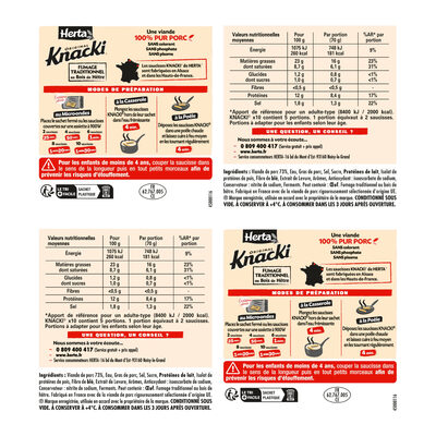 HERTA KNACKI Saucisses 100% pur porc x10 - 350g