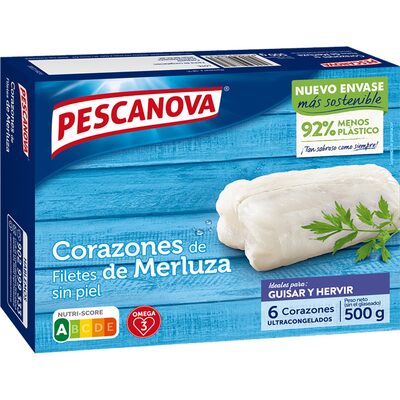 Corazones de filete de merluza