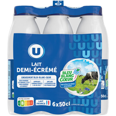 Lait UHT demi-écrémé Bleu Blanc Coeur - 6 bouteilles de 50cl