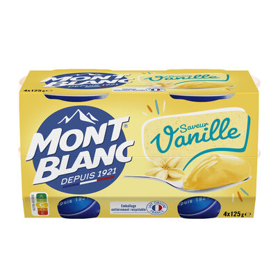 MONT BLANC Crème dessert Coupelles Saveur Vanille 4x125g