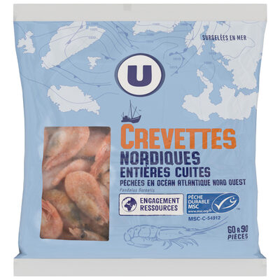 Crevettes nordiques entières cuites 500g