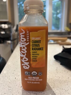 Organic Carrot Citrus Radiance Carrot, Pineapple, Orange, Lemon, Ginger Fruit & Vegetable Juice Blend, Carrot Citrus Radiance