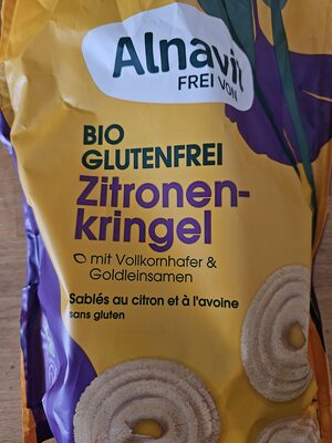 Alnavit Zitronenkringel, glutenfrei 4260546670150 Bio Spritzgebäck, mit Hafer.