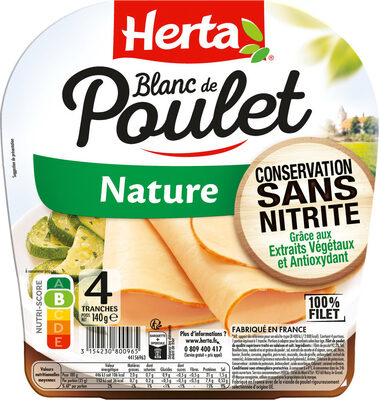 HERTA Blanc Poulet Nature conservation sans nitrite x4 -140g