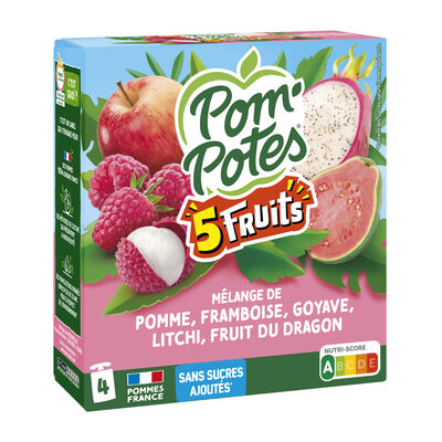 POM'POTES Compotes Gourdes 5 Fruits Roses 4x90g
