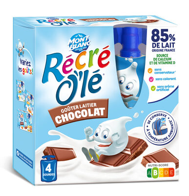 RÉCRÉ O'LÉ Goûter laitier Gourdes Chocolat 4x85g