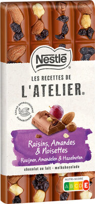 NESTLE L'ATELIER Tablette Chocolat lait raisins - 170g