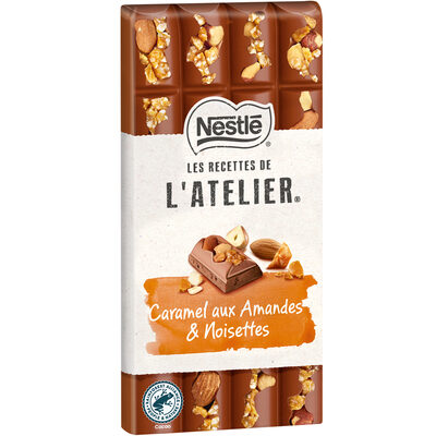 NESTLE L'ATELIER Tablette Chocolat lait caramel noisettes et amandes - 170g