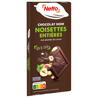 Tablette bloc chocolat noir aux noisettes - 200g