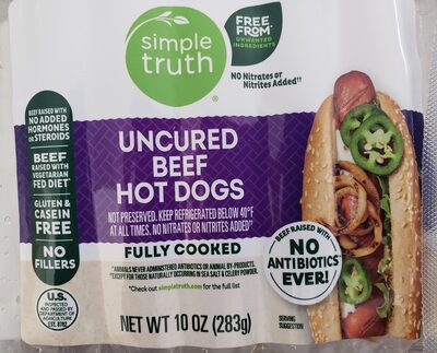 Uncured beef hot dogs
