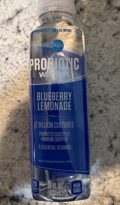 Probiotic water, blueberry lemonade